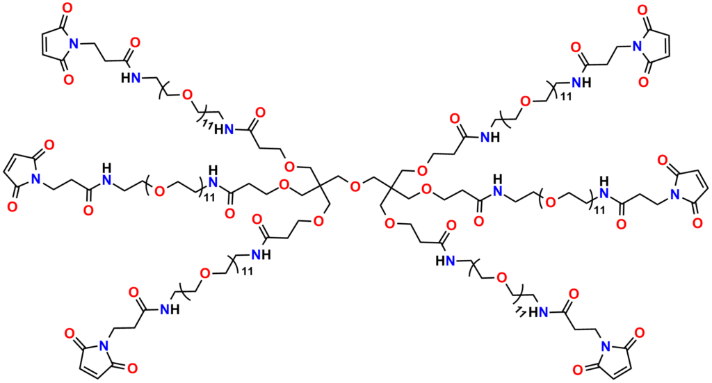 Figure 11: Structure of Quanta BioDesign's homohexafunctional maleimide crosslinker, PN11436, Hexa(-amido-dPEG®11-MAL)dipentaerythritol, which is based on a dipentaerythritol core.