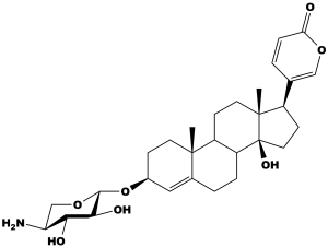 Chemical structure of Scillarenin β-L-aminoxyloside, the cardiac glycoside used in this study as the cytotoxic agent for the extracellular drug conjugates.